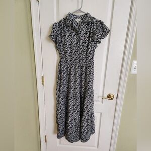 (New) Max Studio Black and White Floral Midi Dress